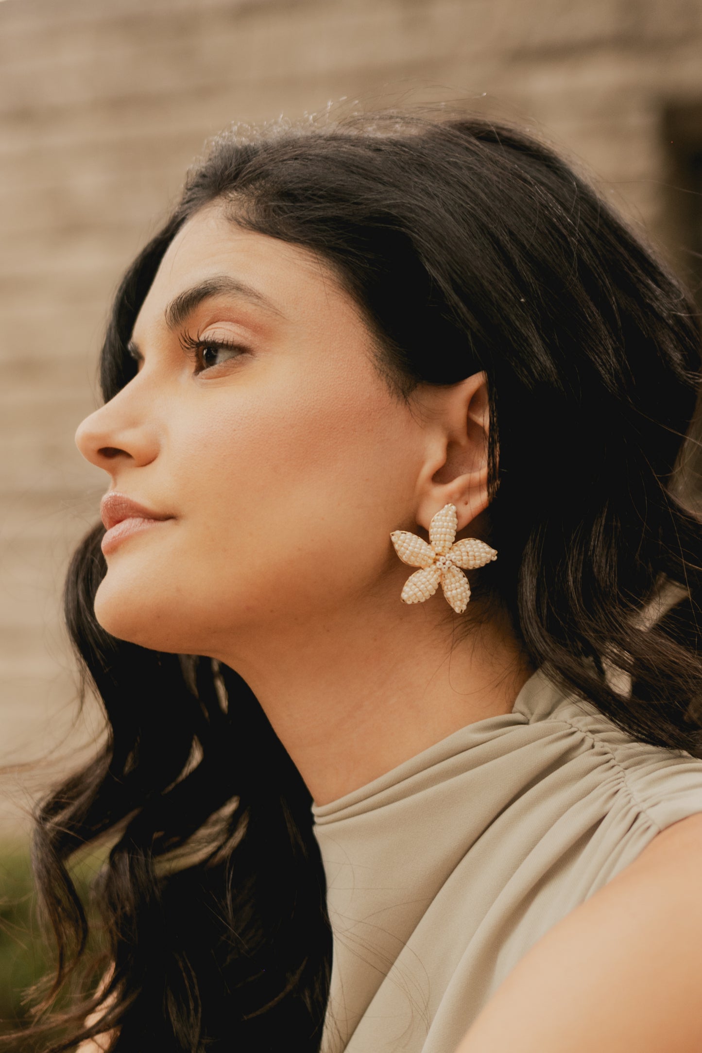ARETE JAZMIN PEQUEÑO- GRIS